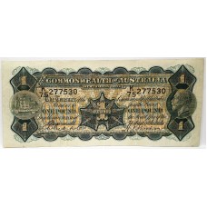 AUSTRALIA 1932 . ONE 1 POUND BANKNOTE . RIDDLE/SHEEHAN . FIRST PREFIX K75